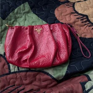 Prada Crimson Leather Wristlet